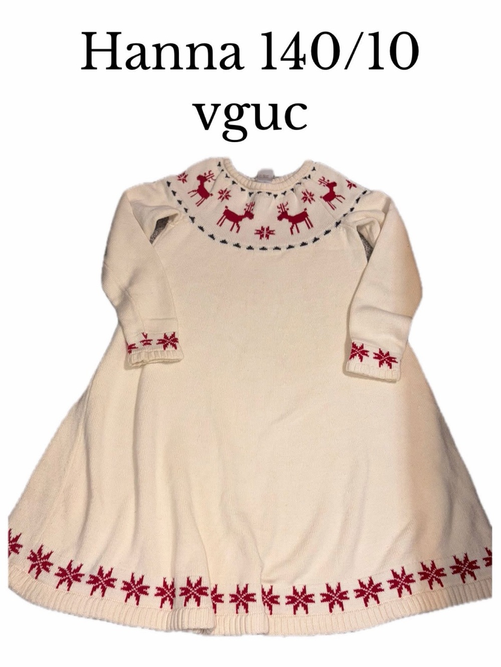 Hanna Andersson 140 size 10 dear deer sweater dress holiday Christmas